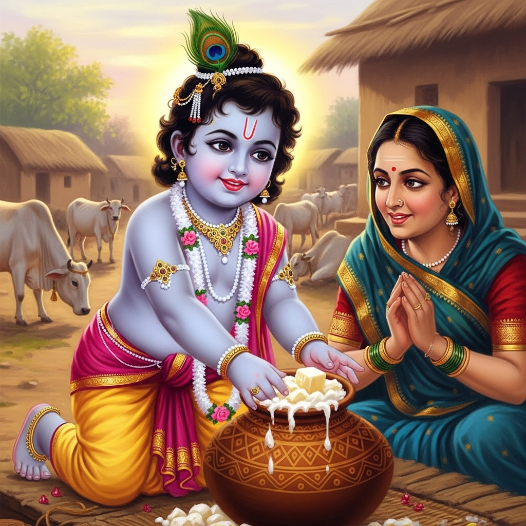 माखन चोर कृष्ण: बाल गोपाल की मनमोहक लीला और यशोदा मैया का वात्सल्य प्रेम