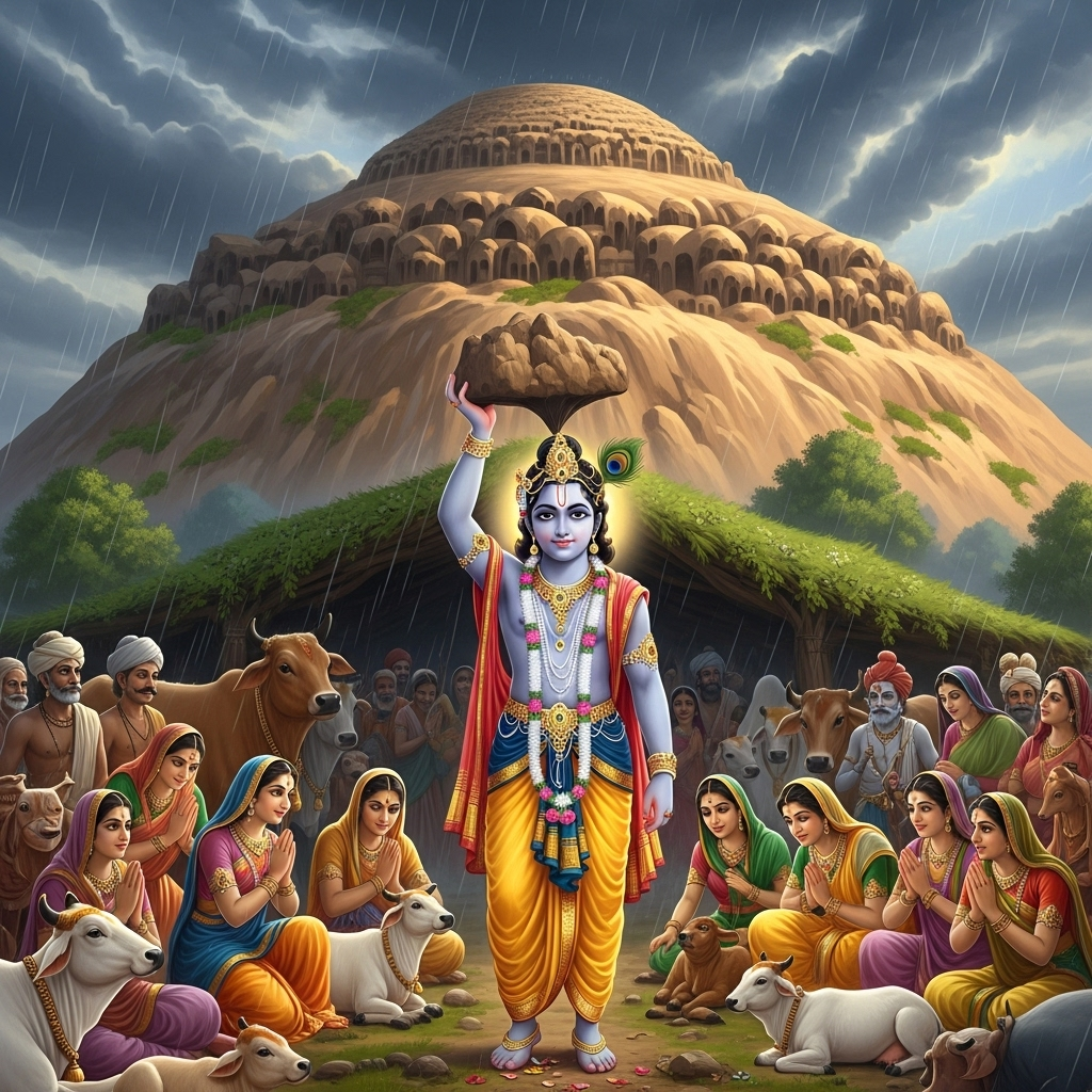 गोवर्धन पूजा: क्यों उठाते हैं गिरिराज पर्वत? भगवान कृष्ण की अद्भुत लीला