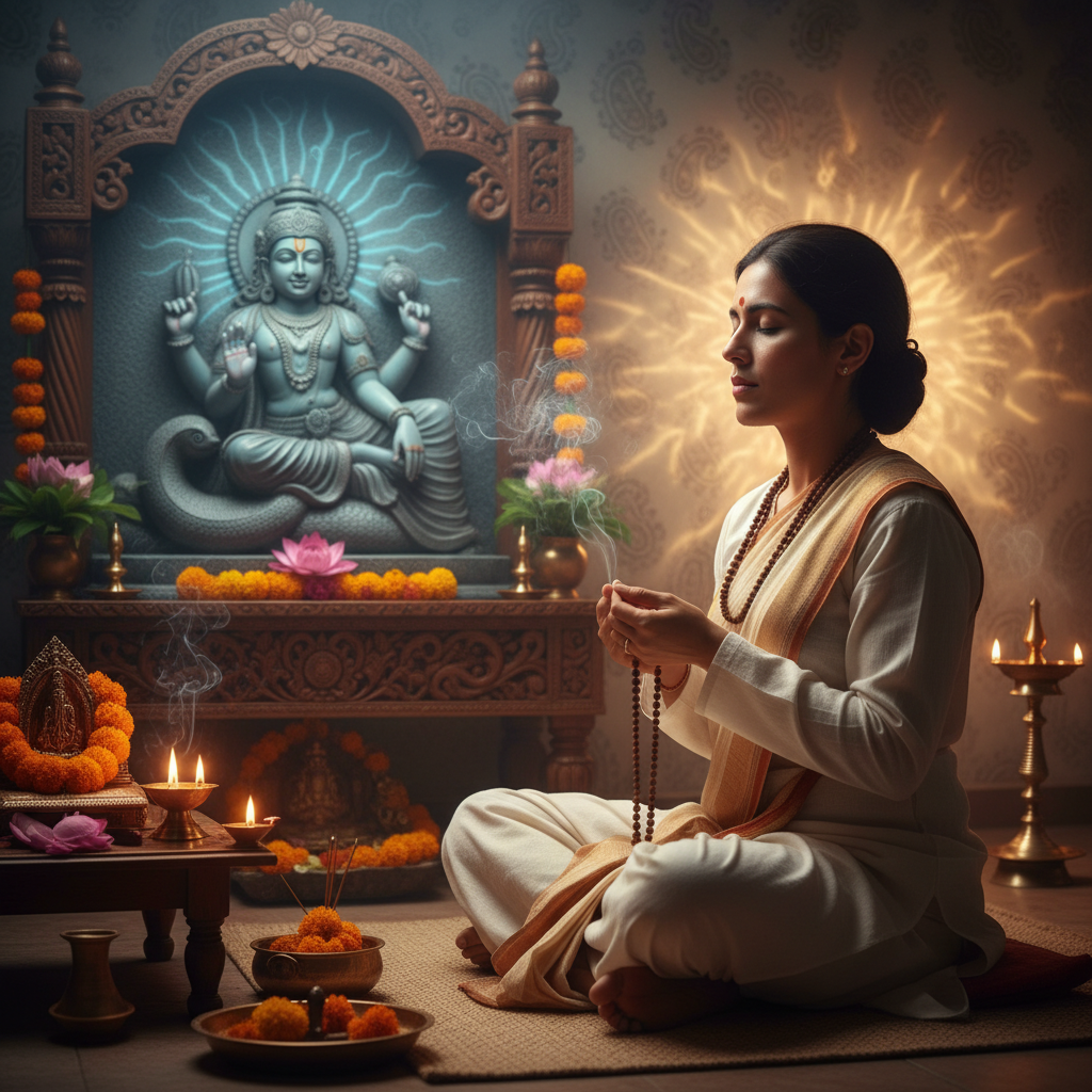 देवशयनी एकादशी के पावन अवसर पर विष्णु सहस्रनाम का जाप और उसके गहन लाभों को समर्पित यह लेख आपको भगवान विष्णु के 1008 नामों के रहस्य और उनके पाठ की विधि से अवगत कराएगा। यह पवित्र पाठ आपके जीवन में शांति, समृद्धि और मोक्ष का मार्ग प्रशस्त करता है।