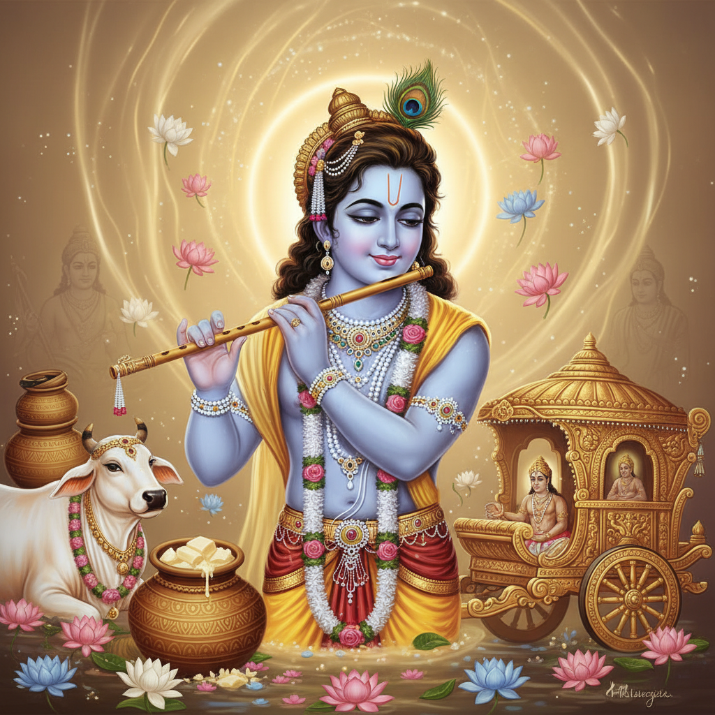 भगवान श्री कृष्ण के अनगिनत नाम केवल शब्द नहीं, अपितु उनके दिव्य गुणों, लीलाओं और भक्तों के प्रति असीम प्रेम के प्रतीक हैं। यह ब्लॉग श्री कृष्ण के प्रिय नामों की महिमा, उनसे जुड़ी पावन कथाओं और उनके नाम जप के अद्भुत लाभों का वर्णन करता है। प्रत्येक नाम में समाहित है अनंत ऊर्जा और मुक्ति का मार्ग।