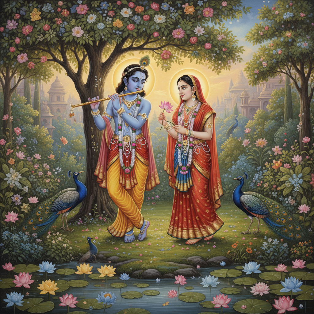 नए साल 2024 की दहलीज पर खड़े होकर, जब हम अपने जीवन में सुख-समृद्धि और दैवीय आशीर्वाद का आह्वान करते हैं, तो श्री राधा-कृष्ण के पवित्र नाम और मंत्रों का जाप एक अत्यंत शक्तिशाली और सरल साधन बन जाता है। राधा और कृष्ण केवल दो नाम नहीं, बल्कि प्रेम, भक्ति और परम सत्य के शाश्वत प्रतीक हैं।