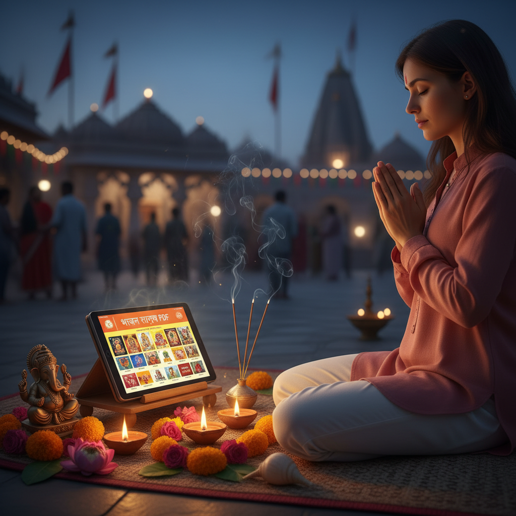 सनातन स्वार प्रस्तुत करता है भजन संग्रह PDF: एक दिव्य माध्यम जो आपके जीवन को भक्ति और आध्यात्मिक शांति से भर देगा। इस ब्लॉग में हम भजन संग्रह के महत्व, एक हृदयस्पर्शी पावन कथा, इसके पाठ की विधि, अद्भुत लाभ और आवश्यक नियमों पर विस्तार से चर्चा करेंगे। हिन्दू त्योहारों और दैनिक पूजा के लिए यह संग्रह आपके लिए एक अनमोल उपहार है।