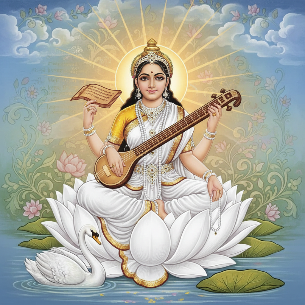 ज्ञान, विद्या और कला की अधिष्ठात्री देवी माँ सरस्वती के 108 नामों का यह संग्रह आपको उनकी अनंत महिमा से परिचित कराएगा। इन पावन नामों के जाप से आप कैसे अपनी बुद्धि, रचनात्मकता और वाणी में अद्भुत शक्ति प्राप्त कर सकते हैं, इस विस्तृत लेख में जानें पूजा विधि, लाभ और महत्वपूर्ण नियम।