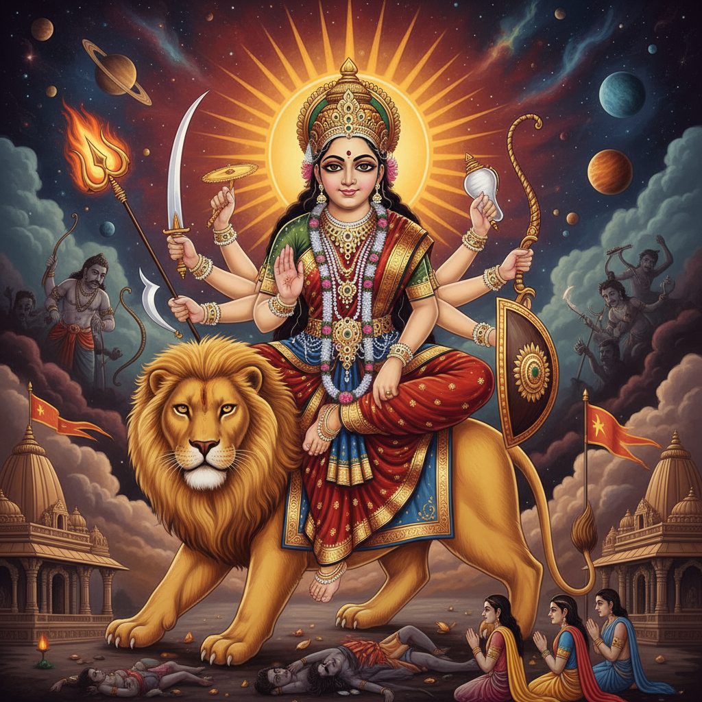 सनातन धर्म में शक्ति उपासना का केंद्रीय ग्रंथ ‘दुर्गा सप्तशती’ आदिशक्ति मां दुर्गा के अनंत सामर्थ्य, करुणा और न्याय की अमर गाथा है। यह दिव्य स्तोत्र हर भक्त के हृदय में शक्ति का संचार करता है, भय का नाश करता है और जीवन को अध्यात्म के प्रकाश से भर देता है। विशेषकर नवरात्रि के पावन पर्व पर, इसका पाठ अत्यंत फलदायी माना जाता है। इस ब्लॉग में हम दुर्गा सप्तशती के महत्व, इसकी पावन कथा, पाठ विधि, लाभ, नियम और सावधानियों पर विस्तार से चर्चा करेंगे, ताकि आप मां दुर्गा की असीम कृपा प्राप्त कर सकें।