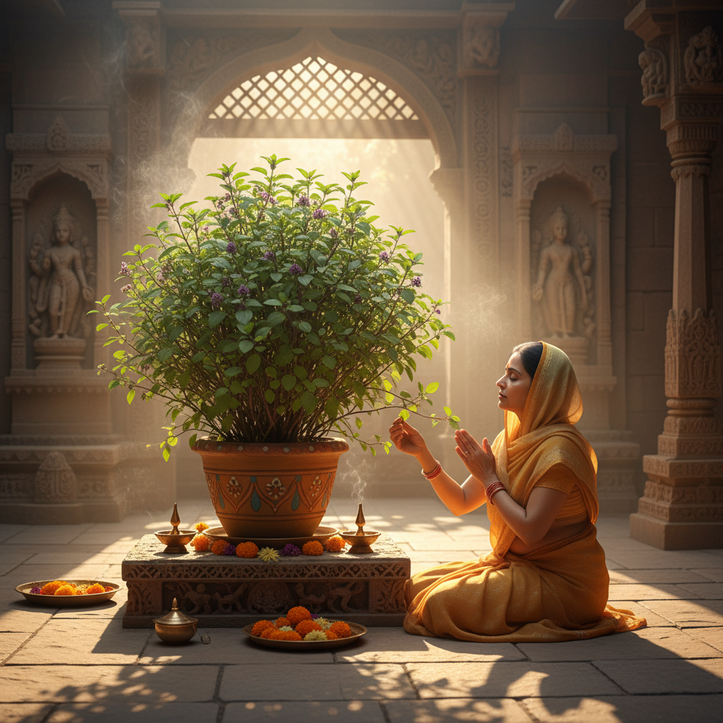 तुलसी केवल एक पौधा नहीं, अपितु साक्षात् देवी स्वरूप हैं, जिन्हें ‘विष्णु प्रिया’ के नाम से जाना जाता है। इस पावन लेख में हम तुलसी के पत्ते तोड़ने से जुड़े उन गूढ़ नियमों को जानेंगे, जिनका पालन कर हम न केवल देवी तुलसी का सम्मान करते हैं, बल्कि अपने जीवन में सुख, समृद्धि और आध्यात्मिक उन्नति के द्वार भी खोलते हैं।