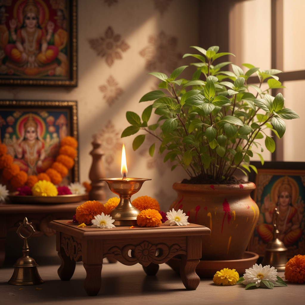 सनातन धर्म में तुलसी का विशेष स्थान है। यह केवल एक पौधा नहीं, अपितु साक्षात देवी स्वरूप है, जिसे पूजने से घर में सुख-समृद्धि और शांति का वास होता है। तुलसी के समक्ष दीप प्रज्वलित करने की विधि, इसके पीछे की पावन कथा, लाभ और नियमों को जानें, जिससे आपके जीवन के कष्ट दूर हों और प्रभु कृपा बनी रहे।