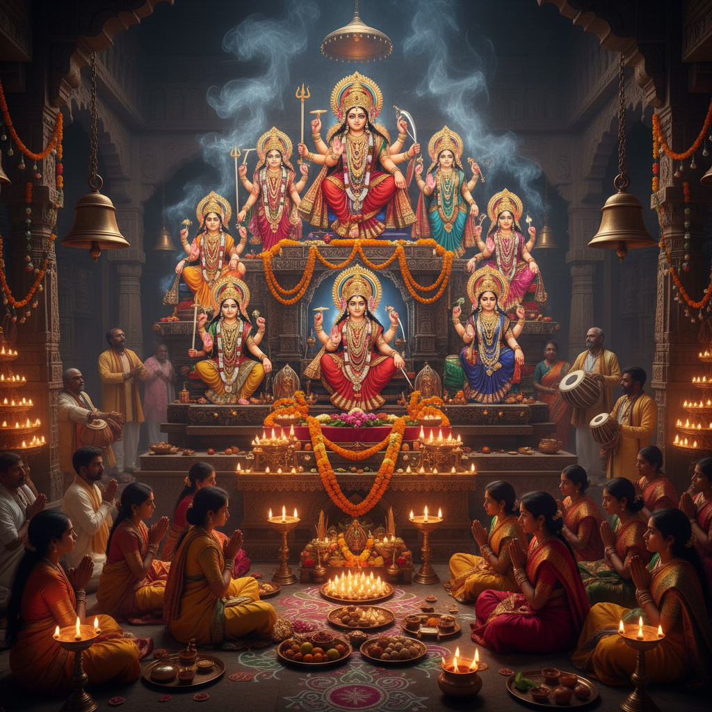 सनातन धर्म के सबसे पावन पर्वों में से एक, नवरात्रि, माँ दुर्गा की नौ शक्तियों के पूजन का महापर्व है। यह लेख आपको वर्ष 2024 की नवरात्रि के दौरान नौ देवियों की पूजा विधि, मंत्र, और मनचाही मनोकामना पूर्ति के रहस्यों से अवगत कराएगा, जिससे आपका जीवन सुख-समृद्धि और आध्यात्मिक शांति से भर जाए।