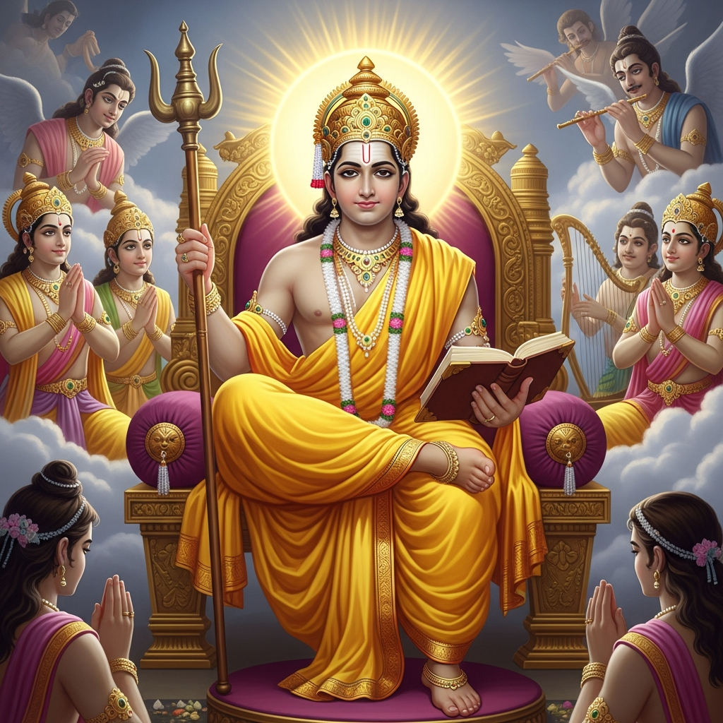 देवगुरु बृहस्पति, ज्ञान, धर्म और समृद्धि के अधिष्ठाता, सनातन धर्म में एक पूजनीय देवता हैं। इस लेख में हम उनके जन्म, तपस्या, देवताओं के गुरु के रूप में उनकी महती भूमिका और उनकी दिव्य लीलाओं पर विस्तृत प्रकाश डालेंगे, जिससे भक्तों को उनकी महिमा का गहरा अनुभव हो सके।