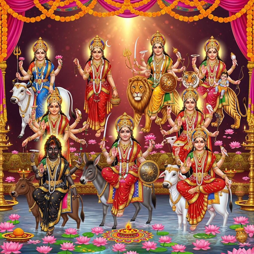 नवरात्रि 2024 में माँ दुर्गा के नौ दिव्य स्वरूपों की उपासना का महत्व, शक्तिशाली मंत्र और आध्यात्मिक लाभ जानें। यह लेख शक्ति, भक्ति और आत्म-शुद्धि की इस पावन यात्रा का विस्तृत वर्णन प्रस्तुत करता है। आगामी उत्सव में माँ की कृपा प्राप्त करने के रहस्य और पूजा विधि को विस्तार से समझें।