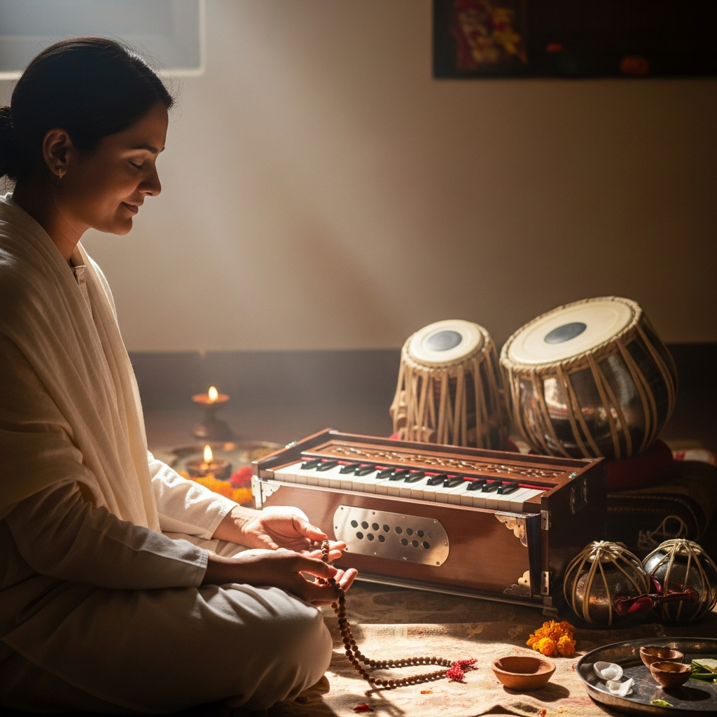 भजन सुनते समय माइंडफुल लिसनिंग कैसे करें: भक्ति और आंतरिक शांति का गहन अनुभव