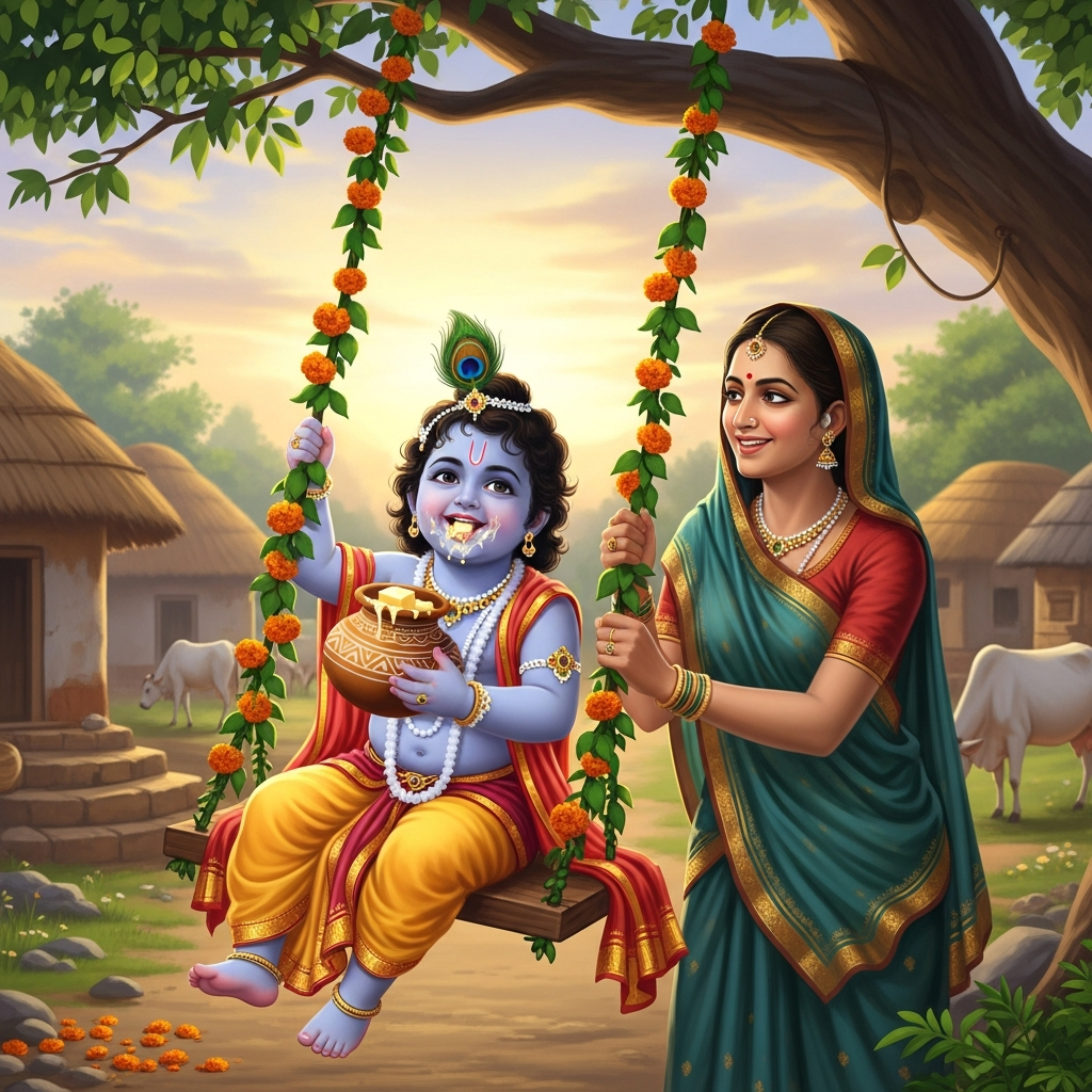 जन्माष्टमी: माखन/झूला परंपरा का संदेश